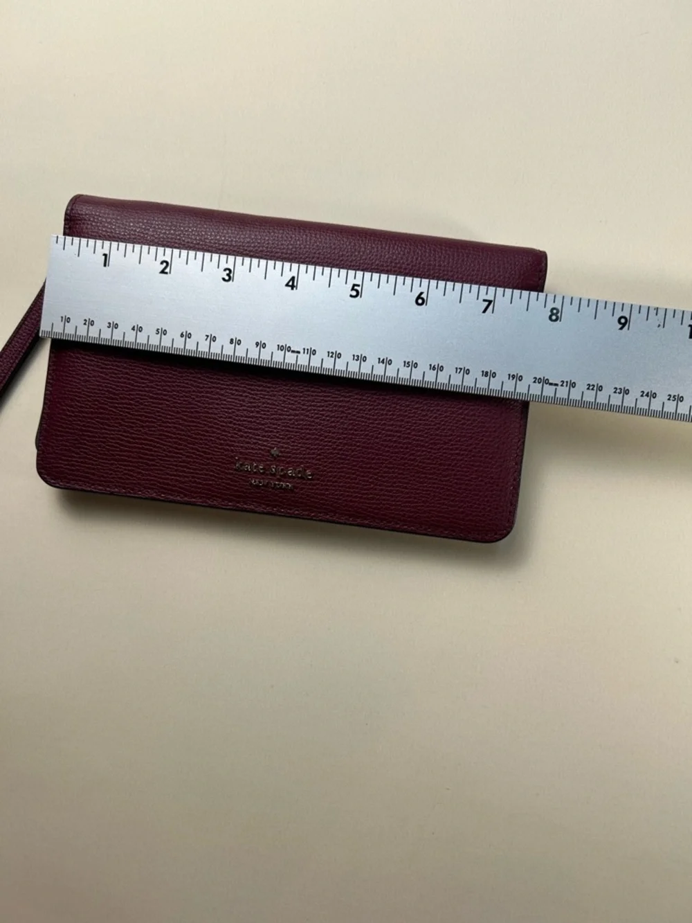 kate spade Plum Leather Wristlet Clutch with Detachable Strap